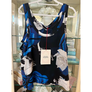 NWT Alexander McQueen Tank Top Blue Black Floral Size 8/44